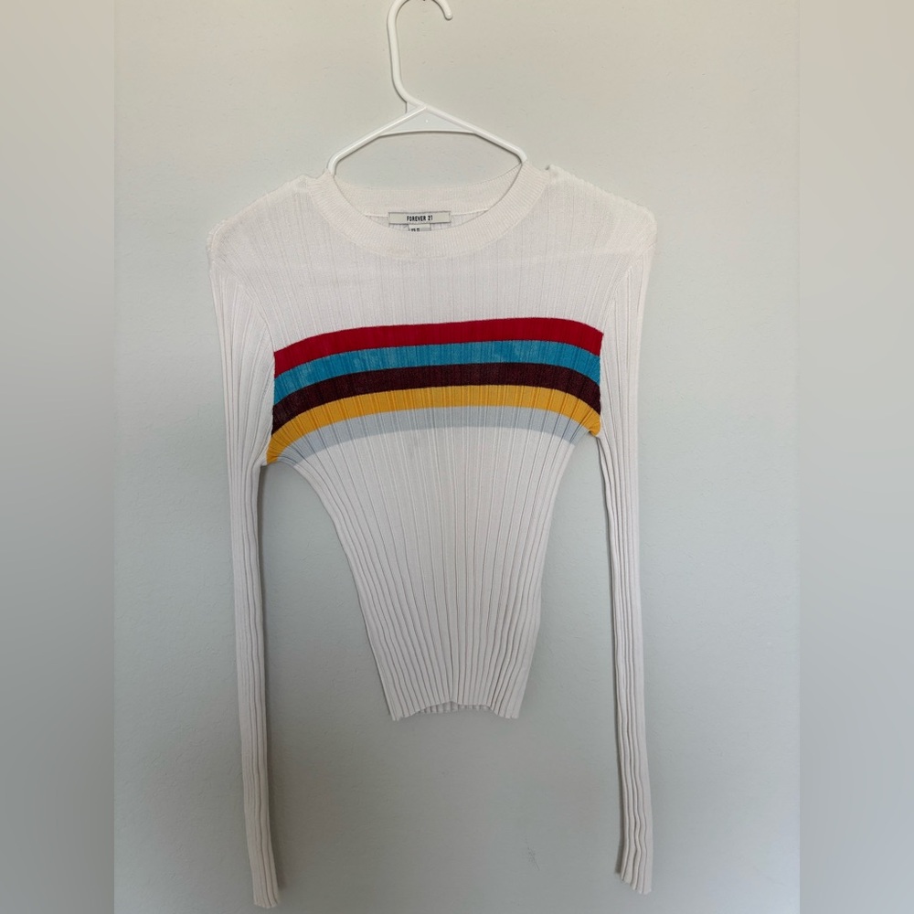 Forever 21 Long Sleeve Rainbow Stripe Top